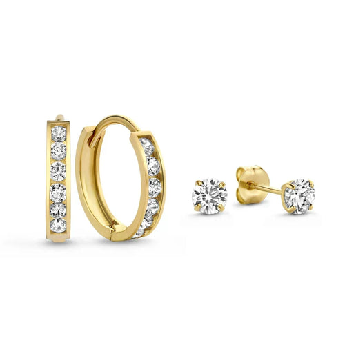 Σύνολο Σκουλαρικιών με Γαλάζιες Πέτρες | Χρυσό