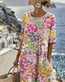 Ελένα | Χαλαρό και Ελαφρύ Floral Midi Φόρεμα