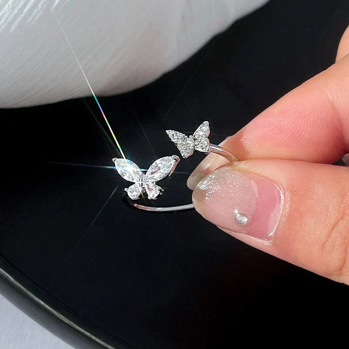 Ρυθμιζόμενο δαχτυλίδι Shinny Butterfly σε ασήμι