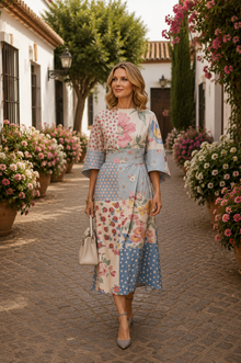 Celeste - Κομψό Floral Midi Dress