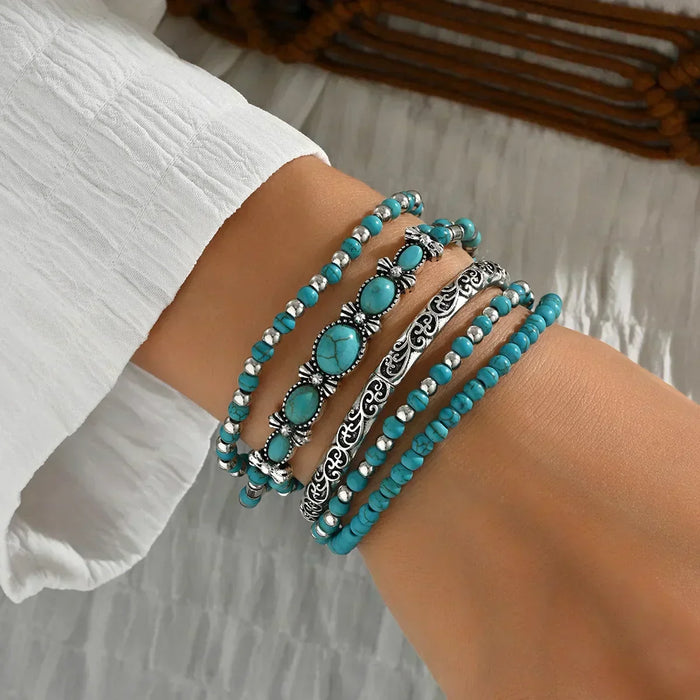 Μποέμικο Τουρκουάζ Περιδέραιο Σετ