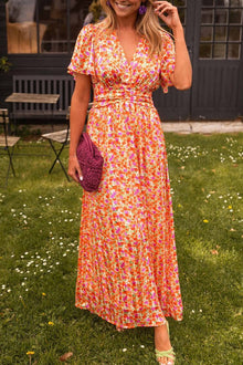 Harlow - Χαριτωμένο φλοράλ Maxi Φόρεμα με V-λαιμό